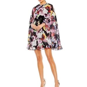 Mac Duggal Beautiful Floral Swing Dress in Black and Multicolor